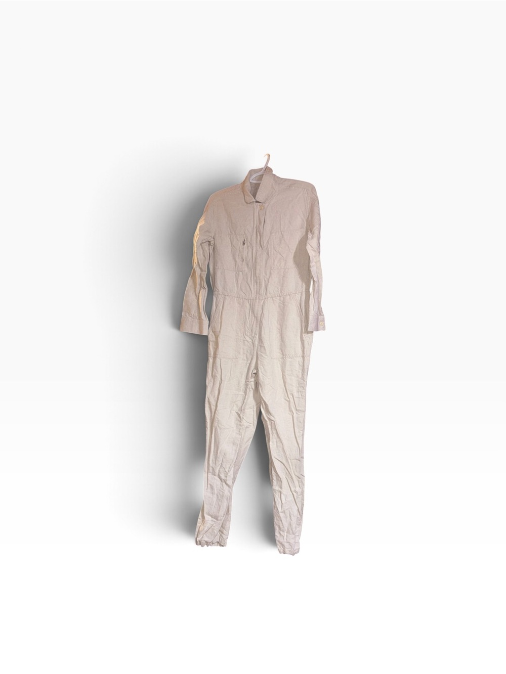 Outerknown Jumpsuit Station Boiler Utility Long Sleeve Zip Linen Cotton PS Beige